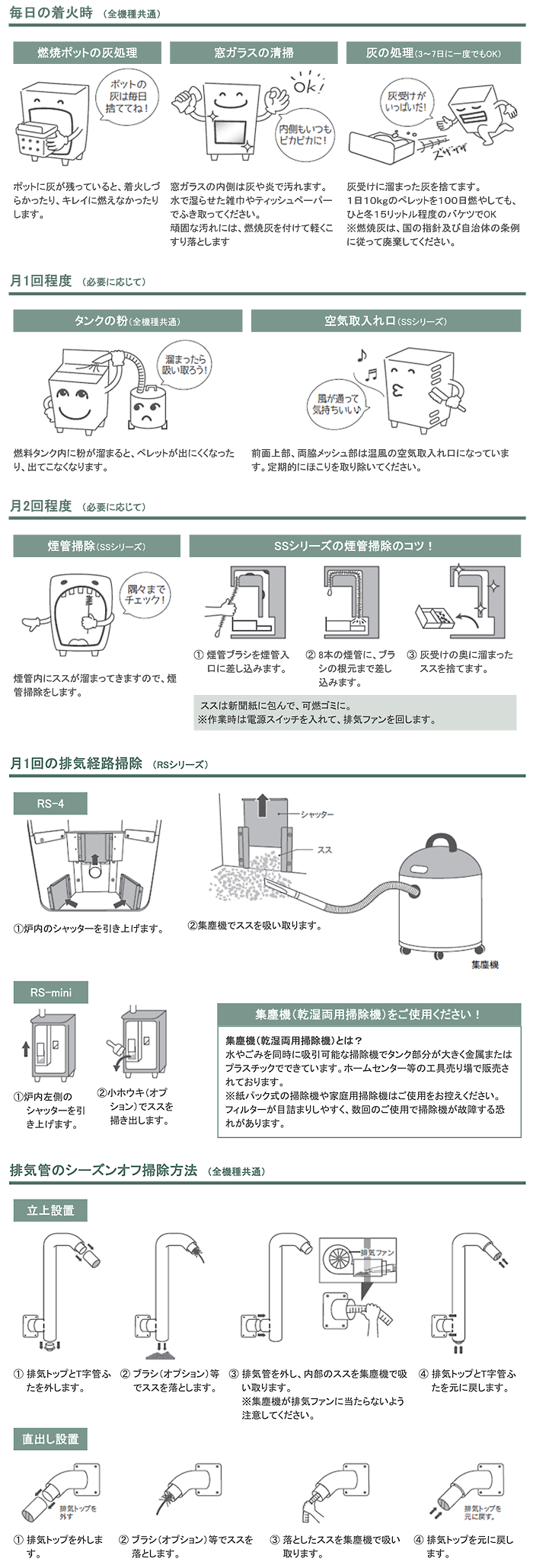 ペレットストーブのメンテナンス